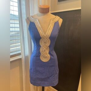 Lilly Pulitzer Royal Blue Mini Dress with Gold Trim